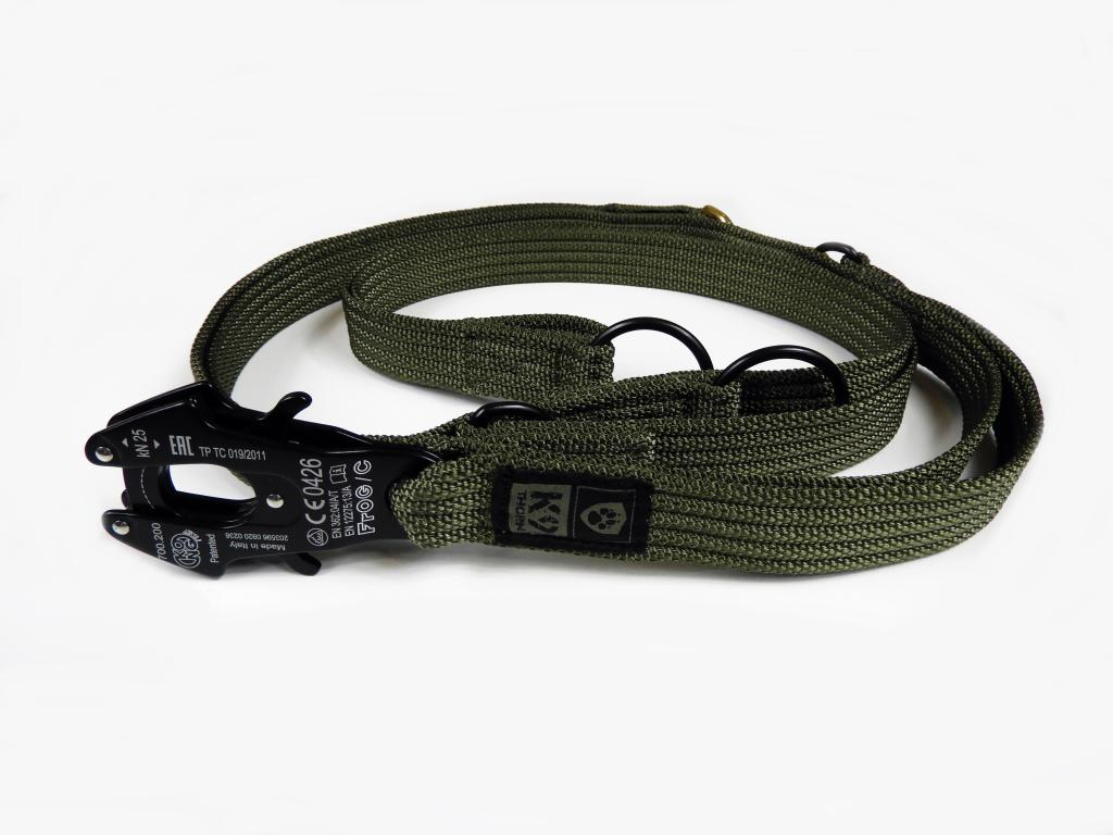 K9 Thorn Kong Frog prepínacie vodítko s prednou rukoväťou, olivové, 255 cm