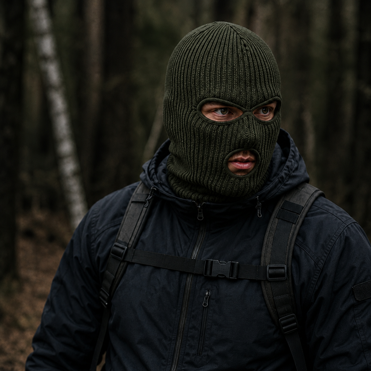 WARAGOD Isvik balaklava s 3 otvora, army green