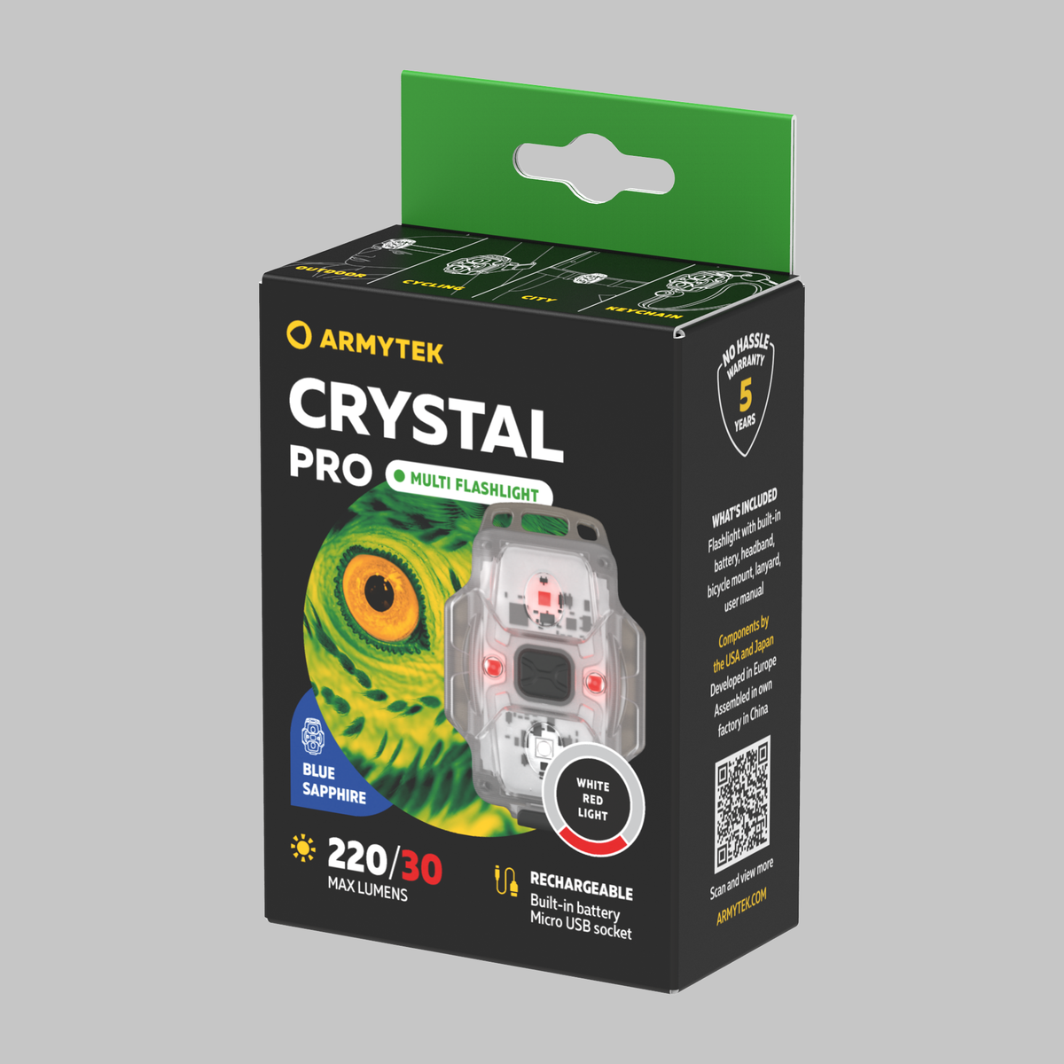 ArmyTek Crystal Pro Blue prijenosna svjetiljka LED F07101B, plava, prozirna