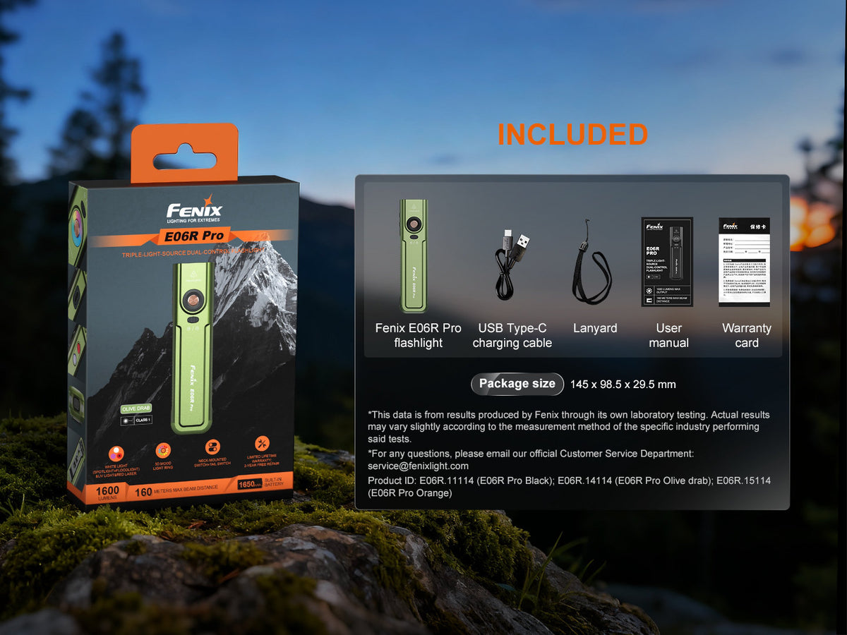 Fenix E06R PRO nabíjateľná EDC baterka, zelená