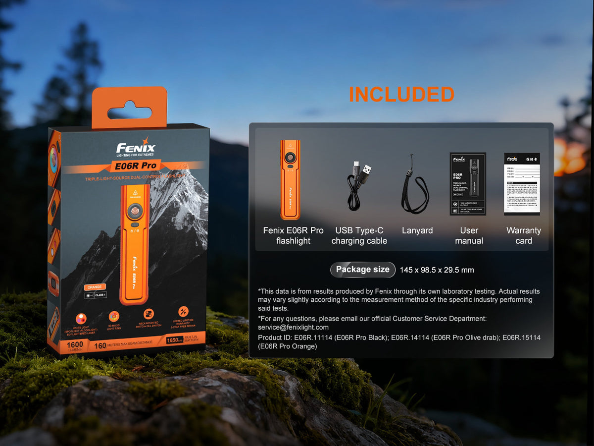 Fenix E06R PRO nabíjateľná EDC baterka, oranžová