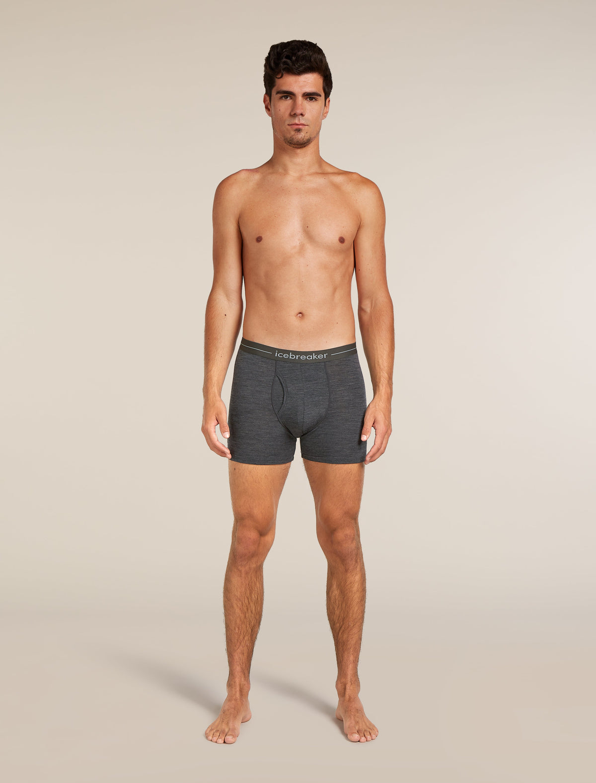Icebreaker Anatomica pánske boxerky s otvorom, tmavosivá