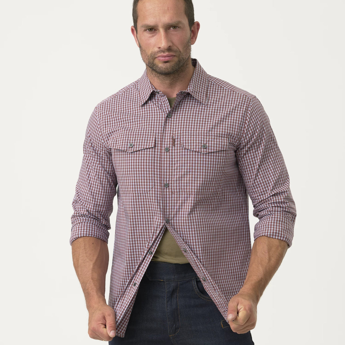 Helikon-Tex košeľa taktická na skryté nosenie, Foggy Grey Plaid – detail 7