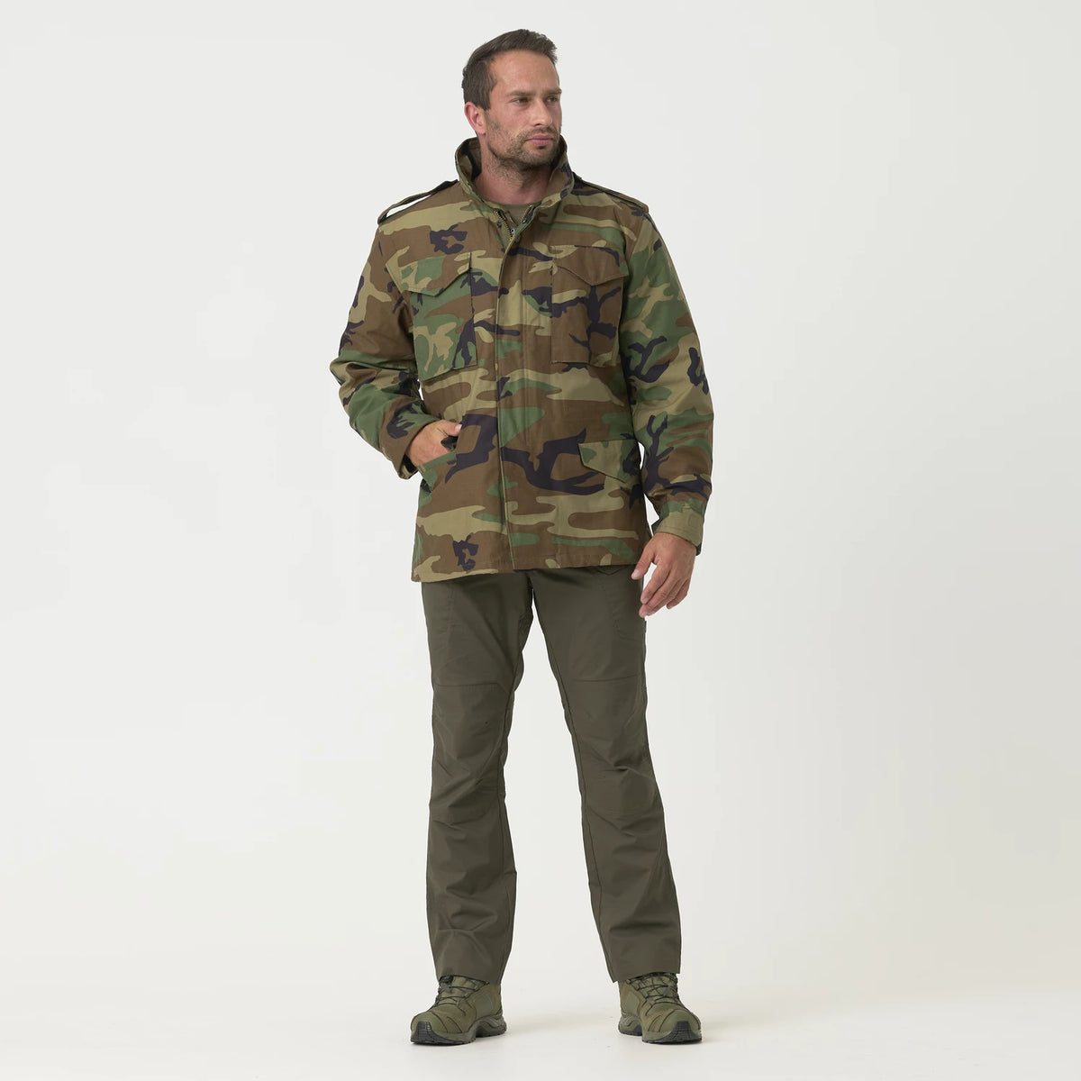 Helikon-Tex M65 bunda NyCo Sateen, olivovo zelená – detail 1