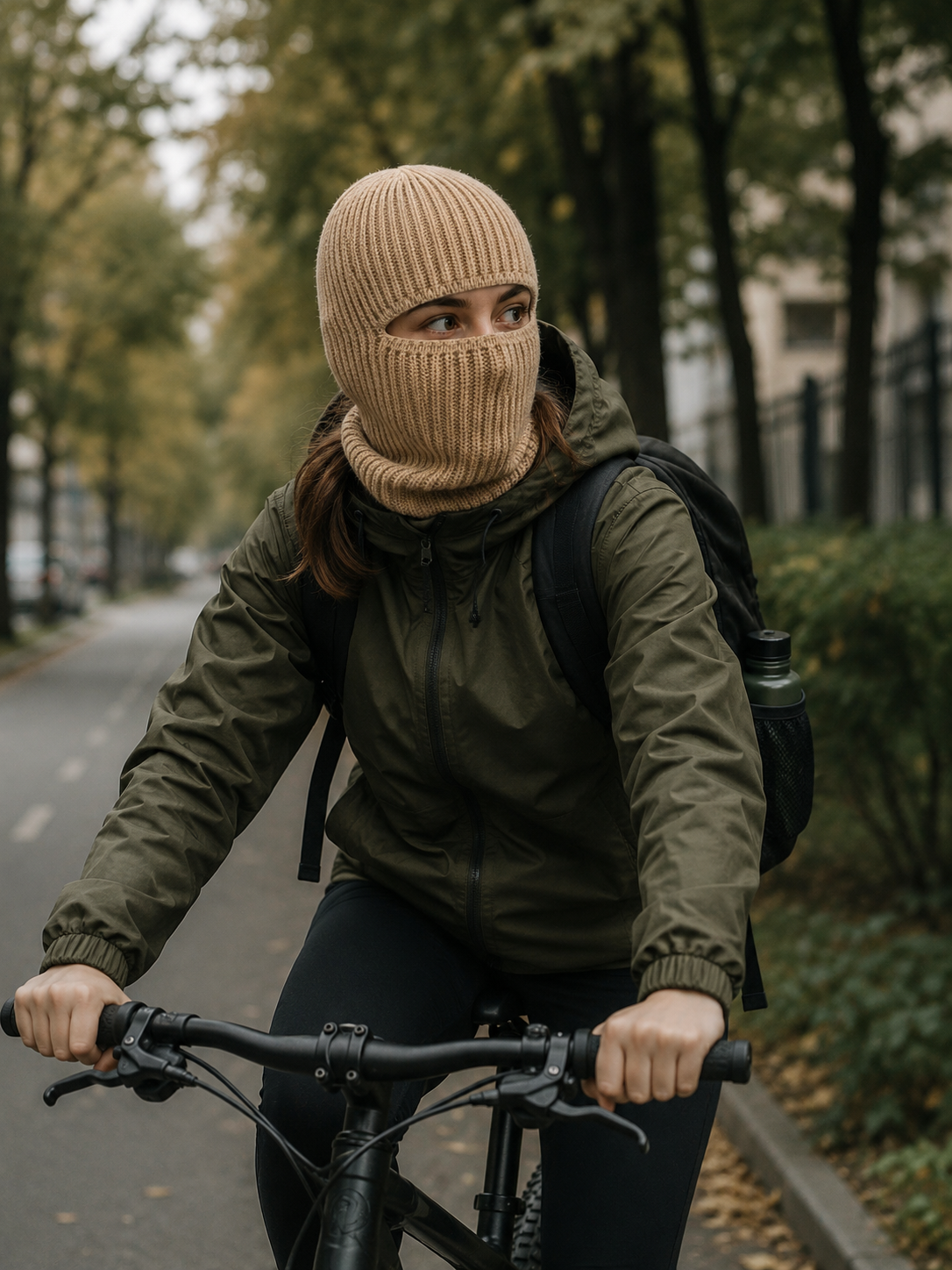 WARAGOD Mjuka pletena balaklava 2 u 1, khaki