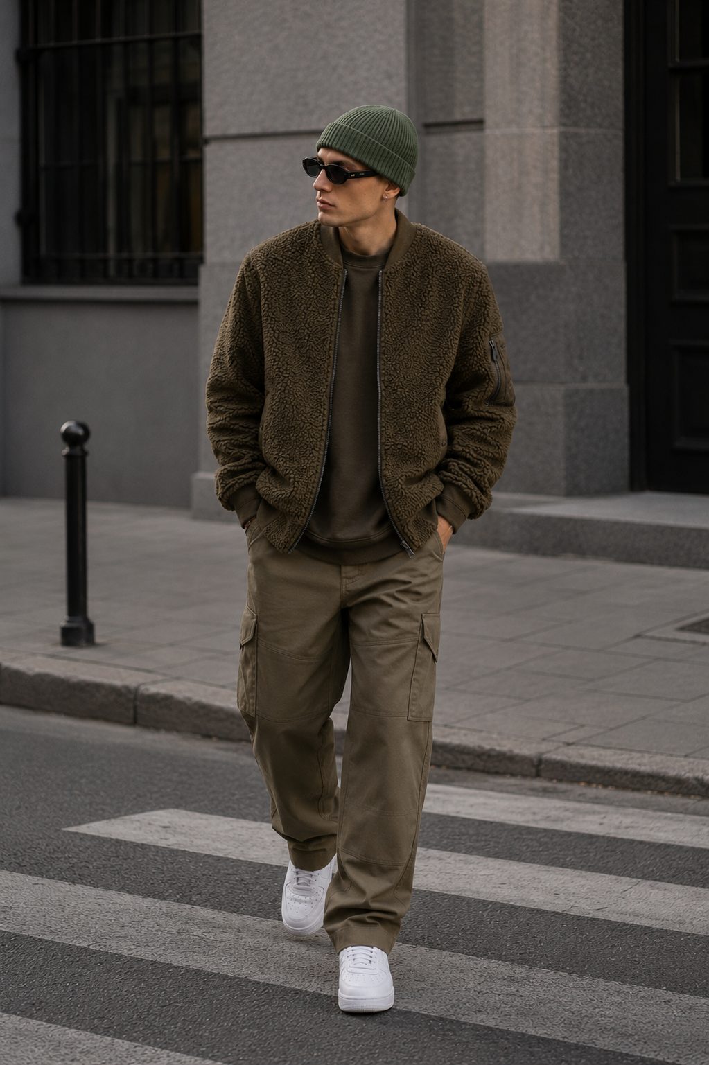 WARAGOD Mjuka pletena balaklava 2 u 1, khaki