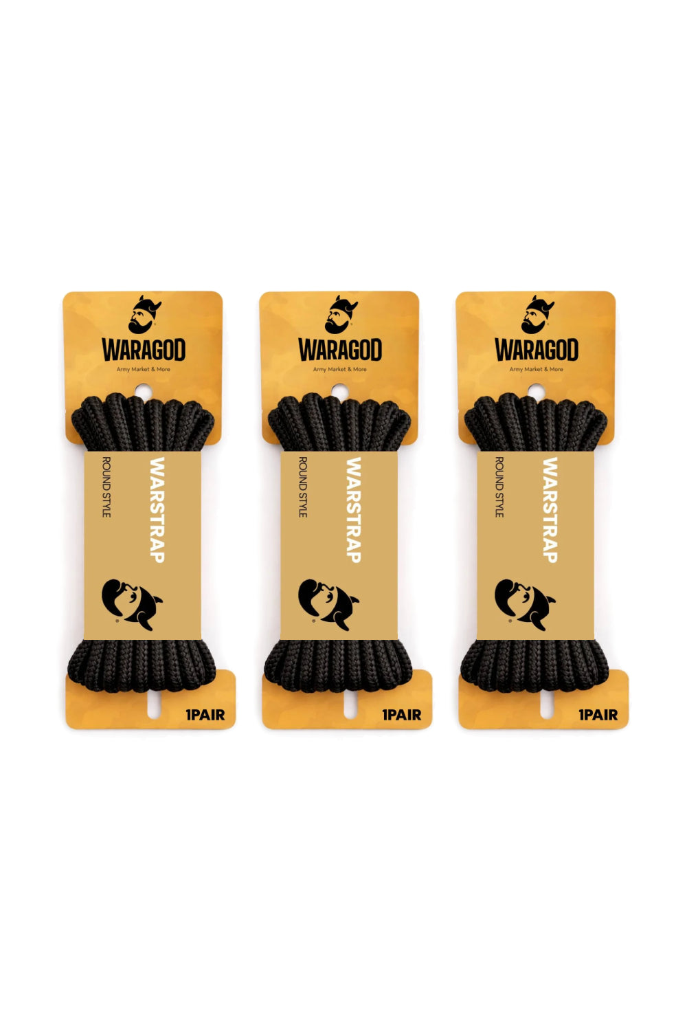 WARAGOD Warstrap Round vezice za cipele set 3 kom, crne