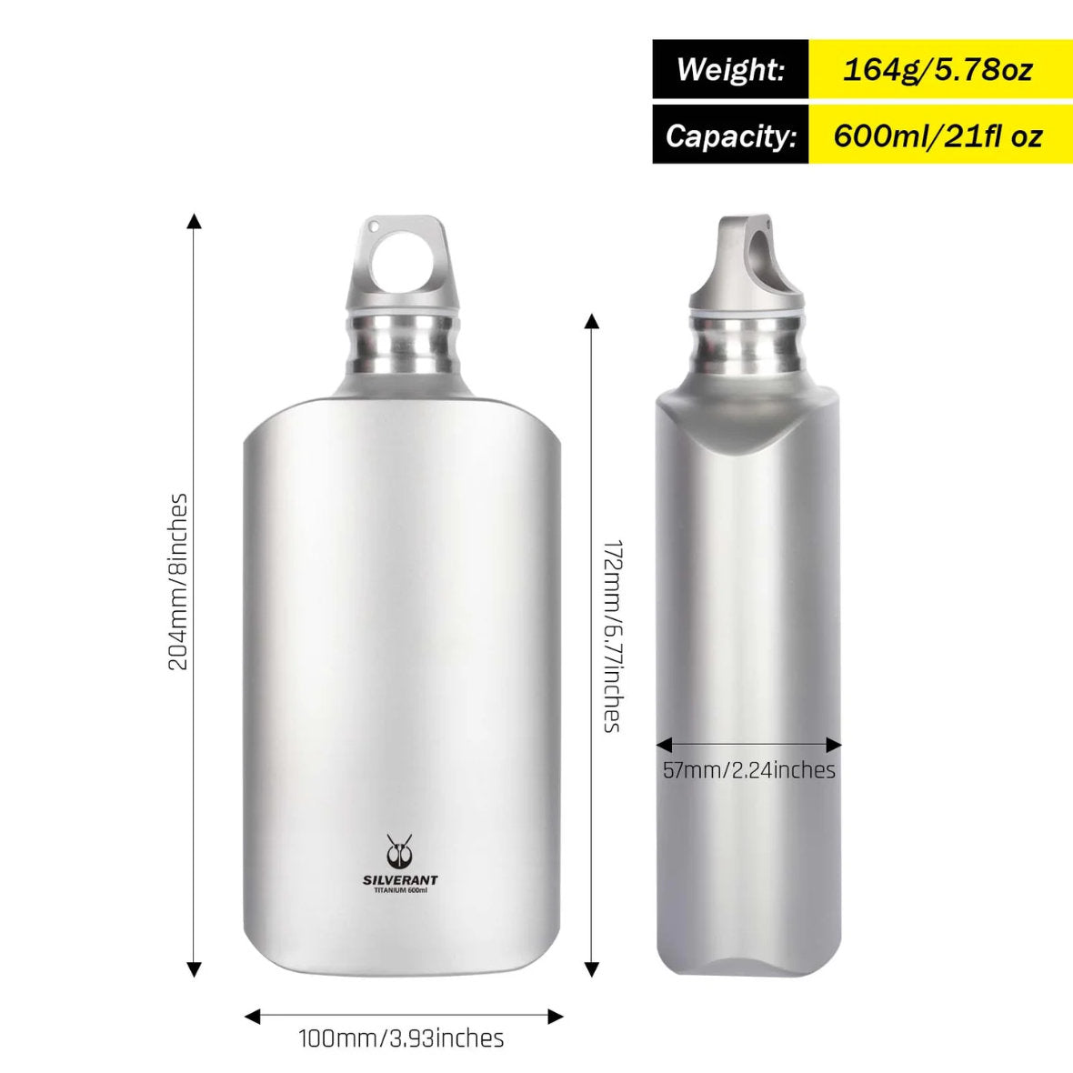 Silverant titánová fľaša slim, 600ml