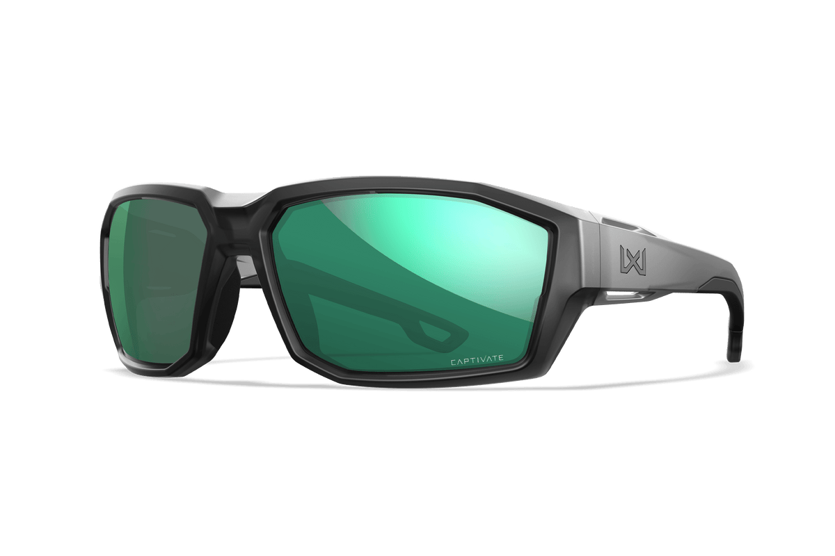 Wiley X Alpine balistické slnečné okuliare, Matte Translucent Black / CAPTIVATE Polarized Green Mirror