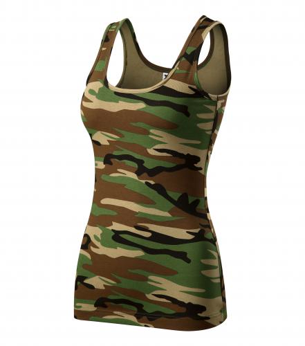 Malfini Camouflage ženska majica bez rukava 180g/m2, brown