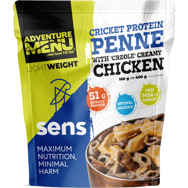 Adventure menu SENS Cvrčkove proteinske penne s piletinom u kreolskom kremastom umaku, 400g