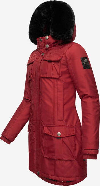 Navahoo Tiniis ženska zimska jakna s kapuljačom, Blood red