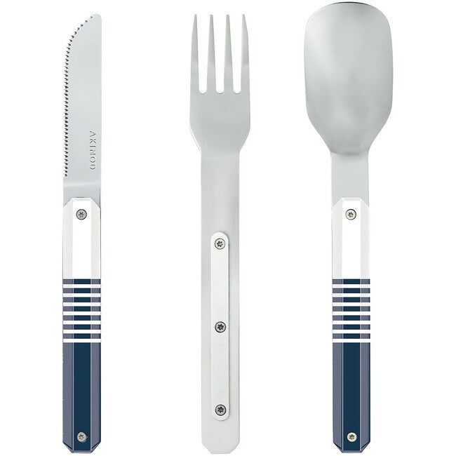 AKINOD Magnetski putni set pribora, blue mariniere-mirror finish