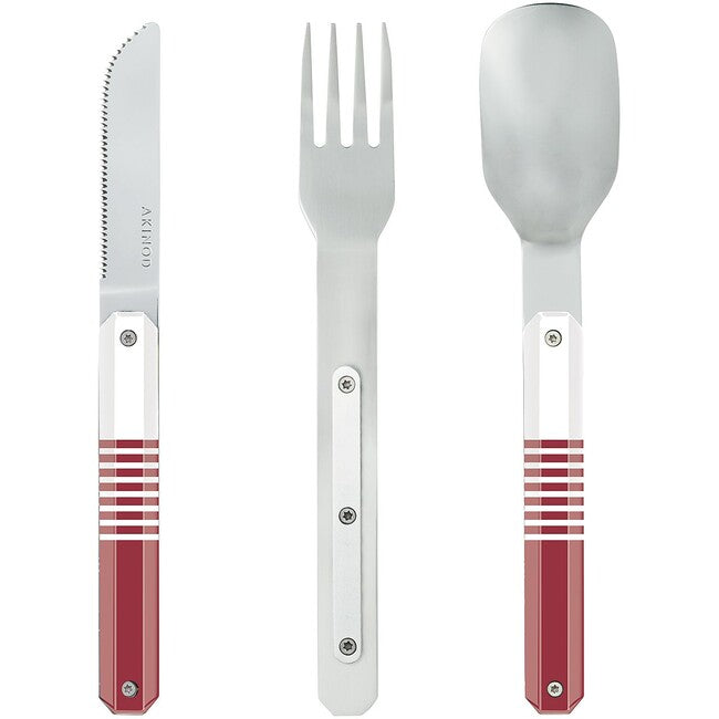 AKINOD putni set pribora magnetski, red mariniere-mirror finish