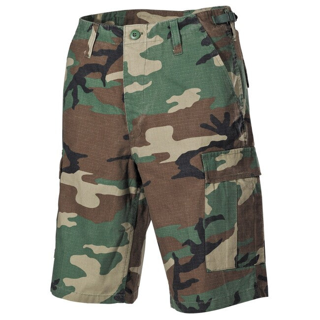 MFH BDU američke kratke hlače Ripstop, woodland-stonewashed