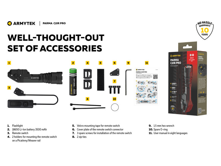 Armytek Parma C2IR Pro kompaktna punjiva svjetiljka za oružje 1200lm