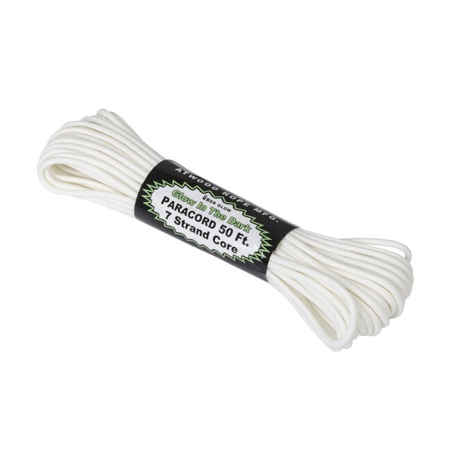 ATWOOD® 550 Paracord svjetleće u mraku uže stopa, bijelo (GLOW-PC100)