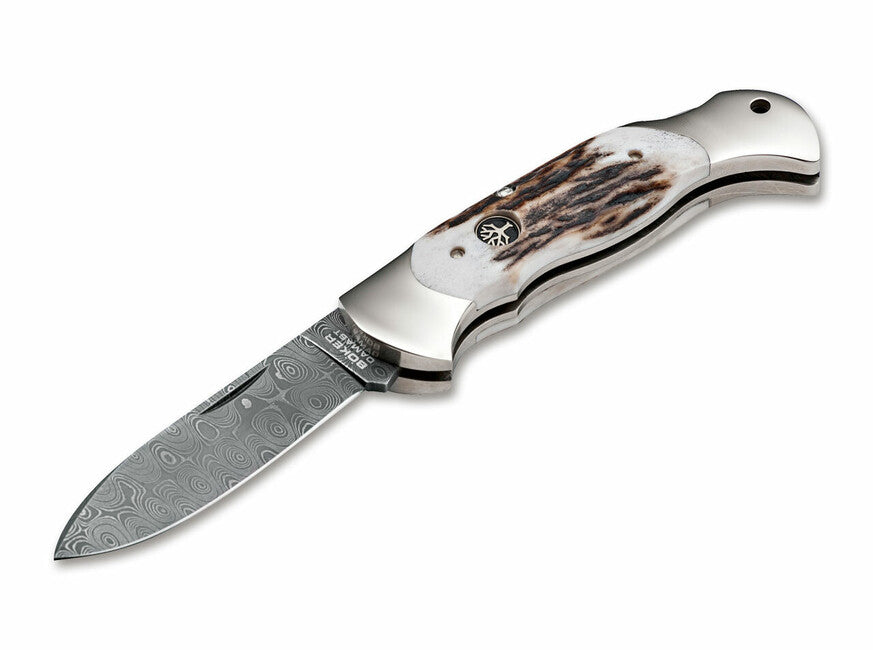 BÖKER® Scout Spearpoint džepni nož 7,9 cm, damast, rog