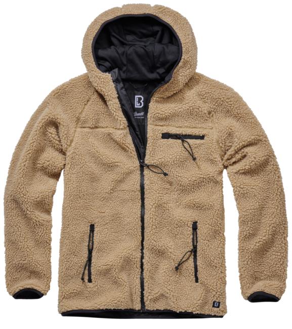 Brandit Worker flis jakna s kapuljačom Teddyfleece, camel