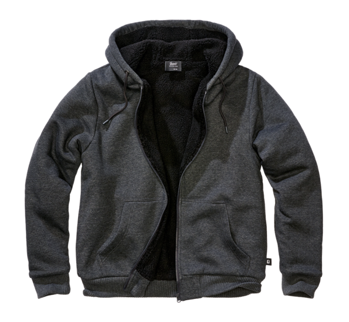 Brandit Sweatjacket muški pulover s toplom podstavom Teddylining, crni melange