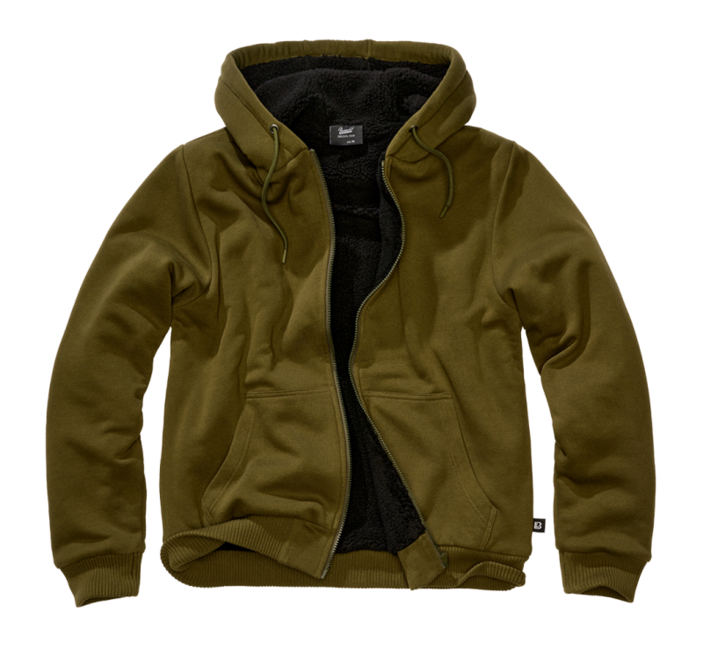 Brandit Sweatjacket muški pulover s toplom podstavom Teddylining, maslinasto zeleni