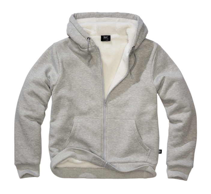 Brandit Sweatjacket muški pulover s toplom podstavom Teddylining, sivi melange