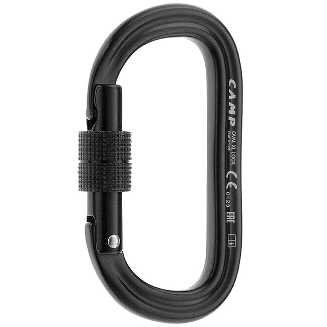 CAMP Oval XL Lock aluminijski karabiner s vijčanom bravom, crni