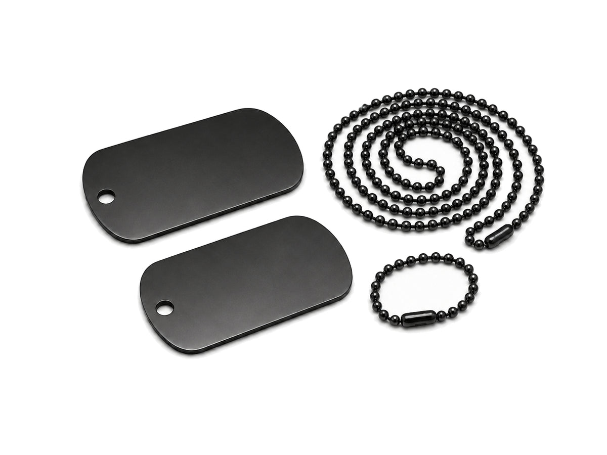 Waragod Dog-Tags ID pločice set s lančićima, crni