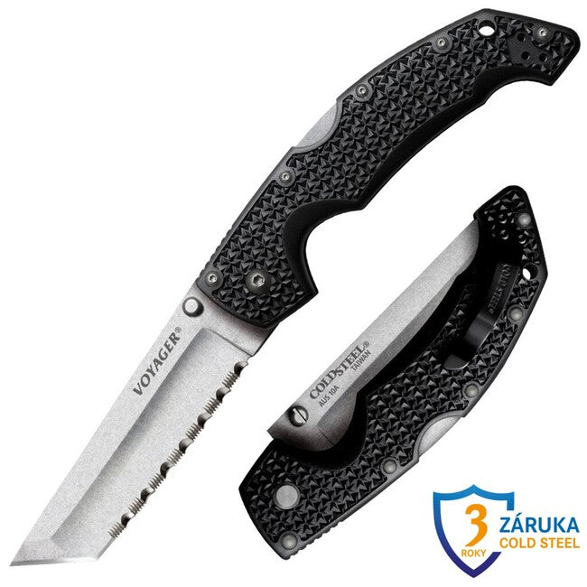 Cold Steel Large Voyager tanto sklopivi nož Pt. Serrated (AUS10A)