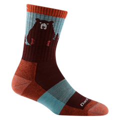 Darn Tough Bear Town Micro Crew Lightweight planinarske čarape s amortizacijom, Burgundy