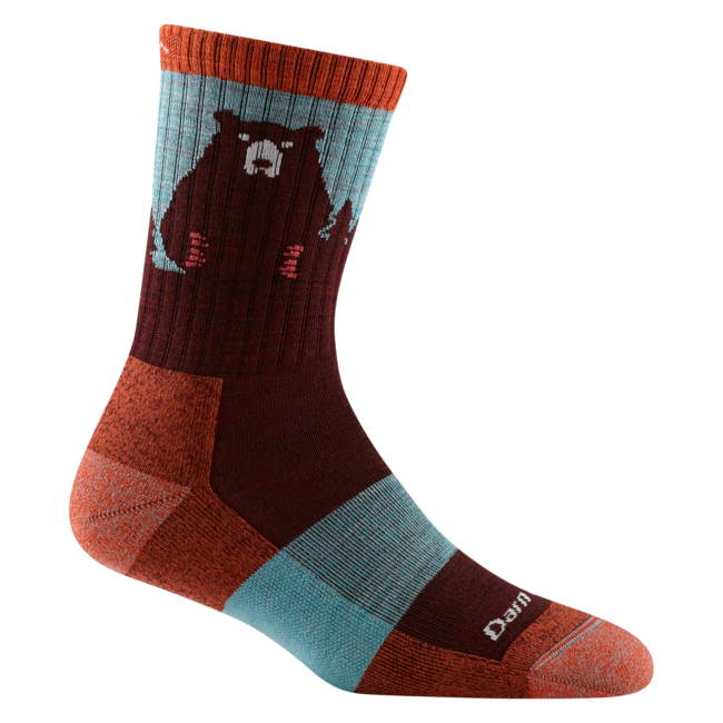 Darn Tough Bear Town Micro Crew Lightweight planinarske čarape s amortizacijom, Burgundy