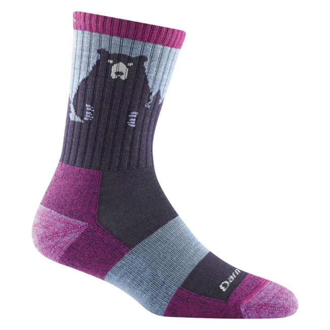 Darn Tough Bear Town Micro Crew Lightweight planinarske čarape s amortizacijom, Purple