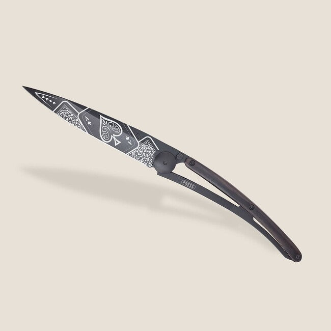 Deejo Black tattoo biker sklopivi nož ebony wood Good Luck