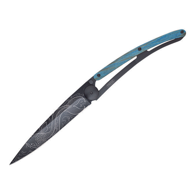 Deejo Fish sklopivi nož Black tattoo blue beech
