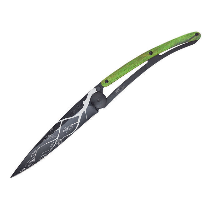 Deejo sklopivi nož Tree Black tattoo green beech