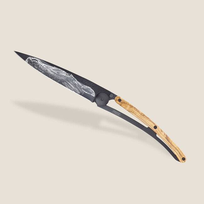 Deejo Black tattoo sklopivi nož olive wood warmblood