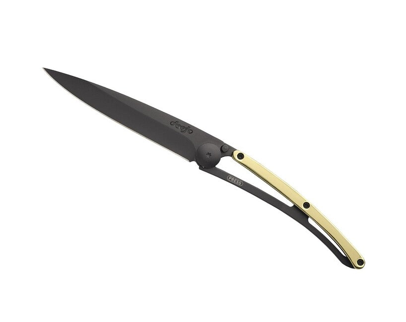Deejo GOLD sklopivi nož 23kt yellow, crni