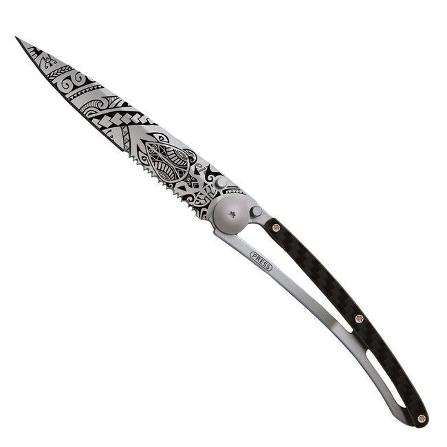 Deejo Serration sklopivi nož Carbon fiber Polynesian