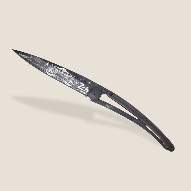 Deejo Tattoo sklopivi nož 24h Le Mans ebony wood crni, Night