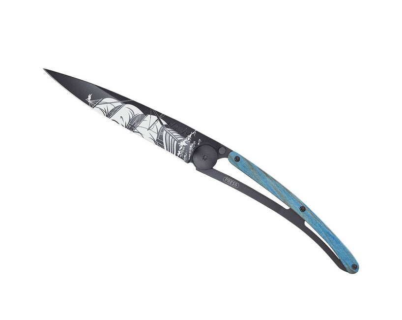 Deejo Tattoo sklopivi nož Black blue beech Corsair