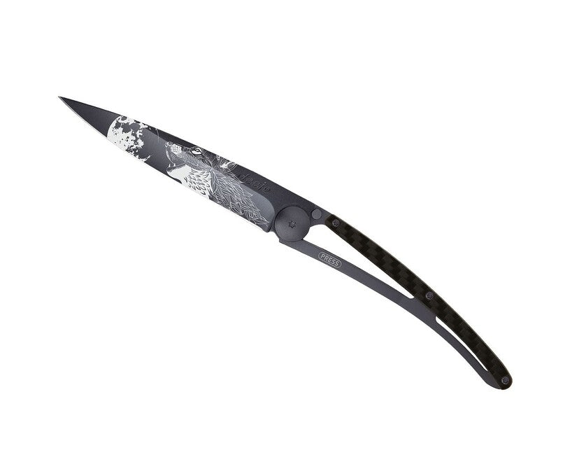 Deejo Tattoo sklopivi nož Howling, crni carbon