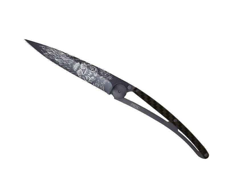 Deejo Tattoo sklopivi nož crni carbon Lion