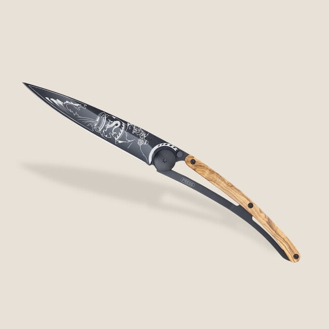 Deejo Tattoo sklopivi nož Black olive wood Aquarius