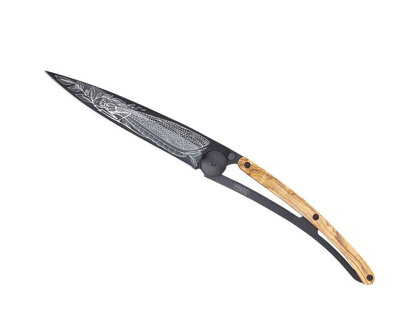 Deejo Tattoo Dragonfly sklopivi nož Black olive wood