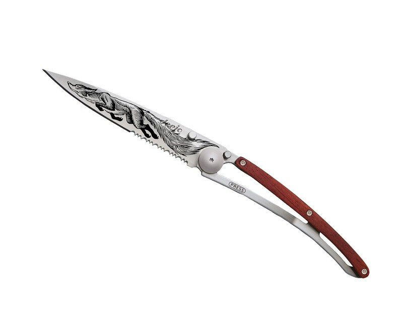 Deejo Tattoo sklopivi nož Serration coralwood Fox