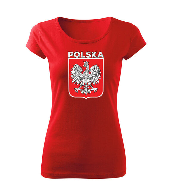 DRAGOWA Poljski znak ženska majica s natpisom, crvena
