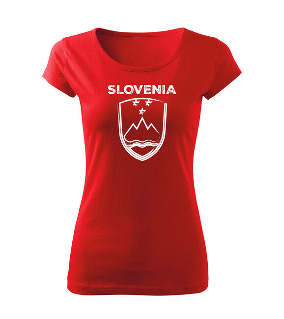 DRAGOWA ženska majica slovenski grb s natpisom, crvena