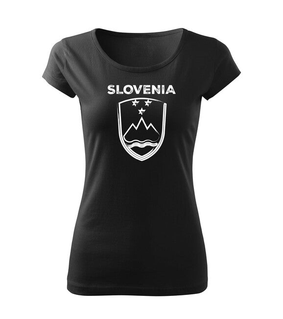 DRAGOWA ženska majica Slovenski znak s natpisom, crna