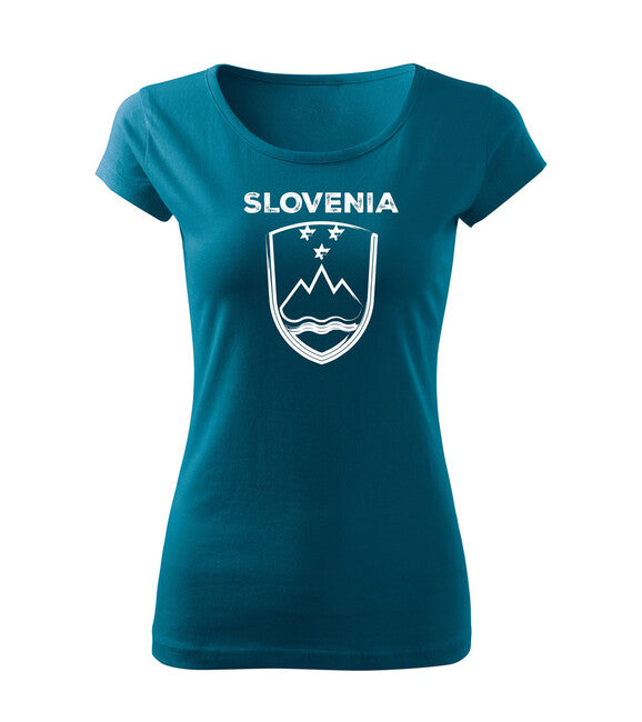 DRAGOWA Slovenski znak ženska majica s natpisom, Petrol blue