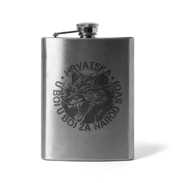 DRAGOWA gravirana pljoska vuk "U boj u boj na zarod svoj", 210 ml